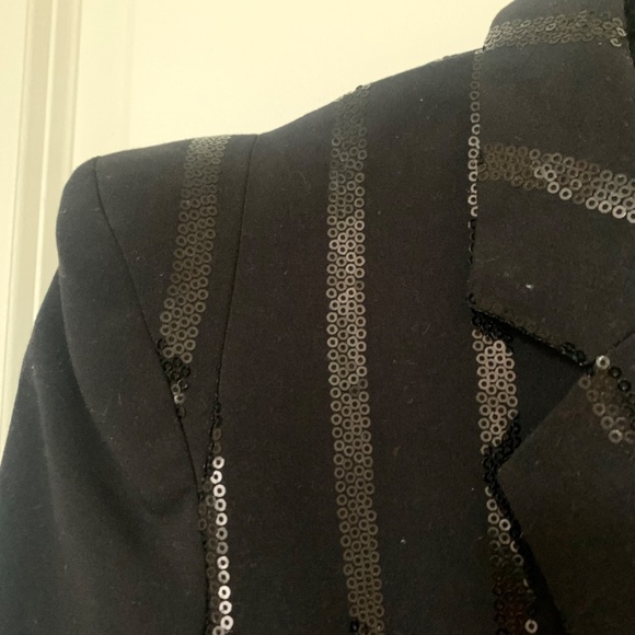 Black sequin striped double breasted blazer - Picture 4 of 6